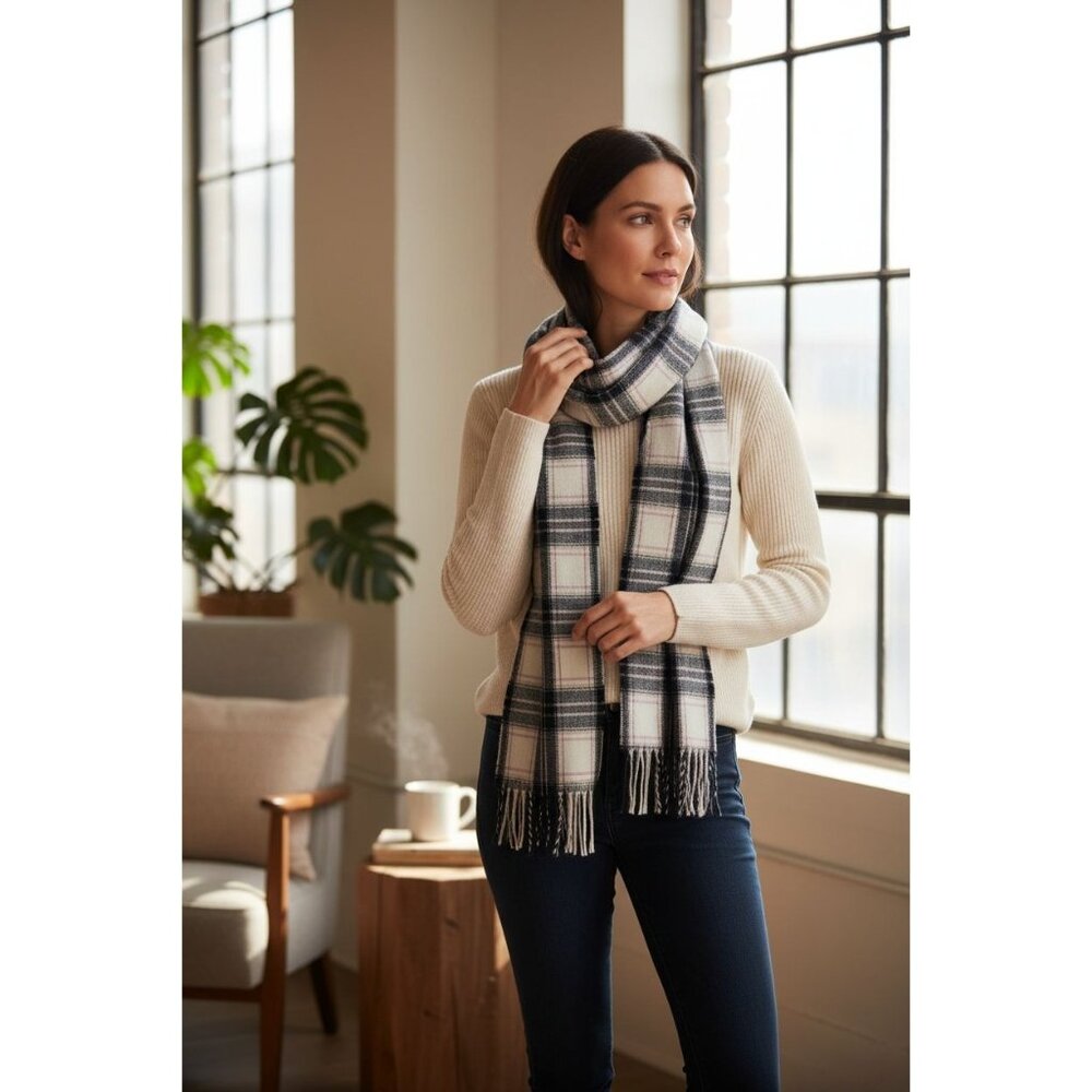 Plaid Acrylic Scarf/Shawl Wrap With Fringe